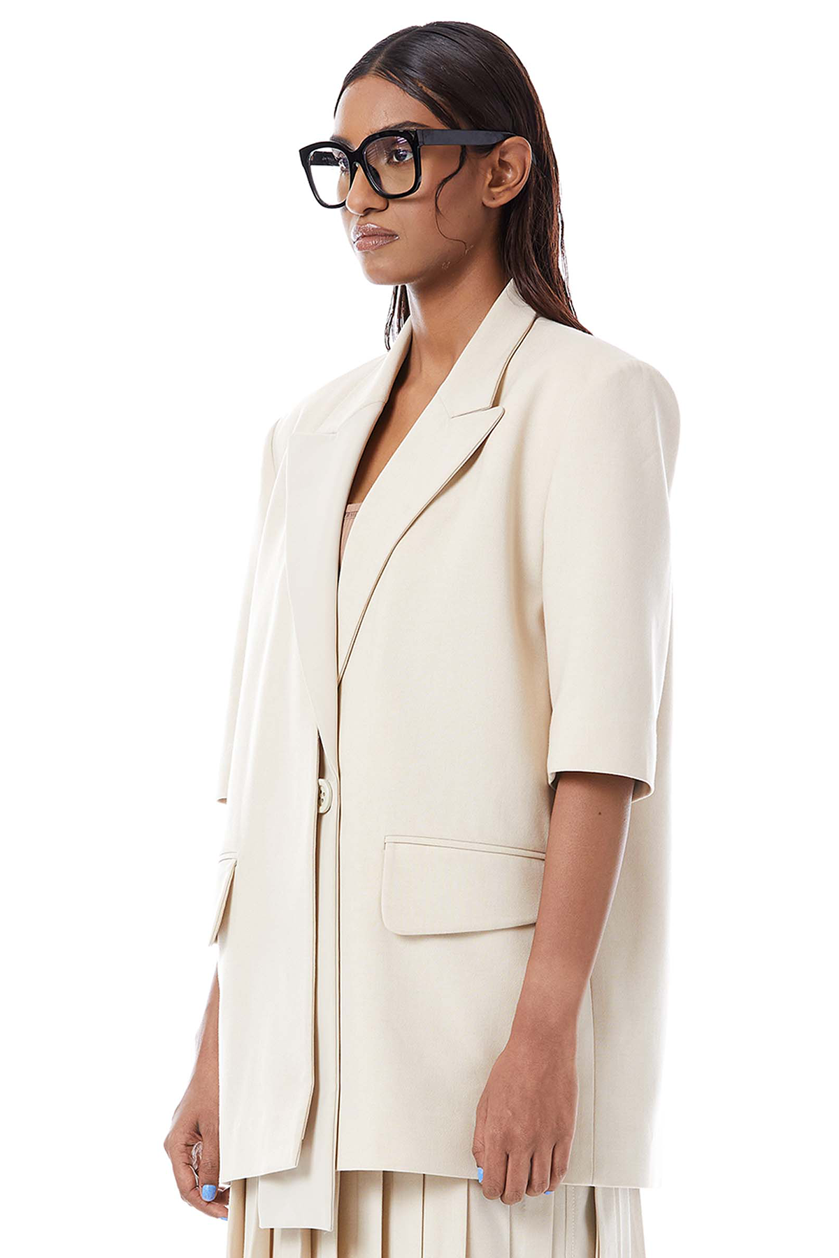 SHORT SLEEVES MIX MEDIA BLAZER