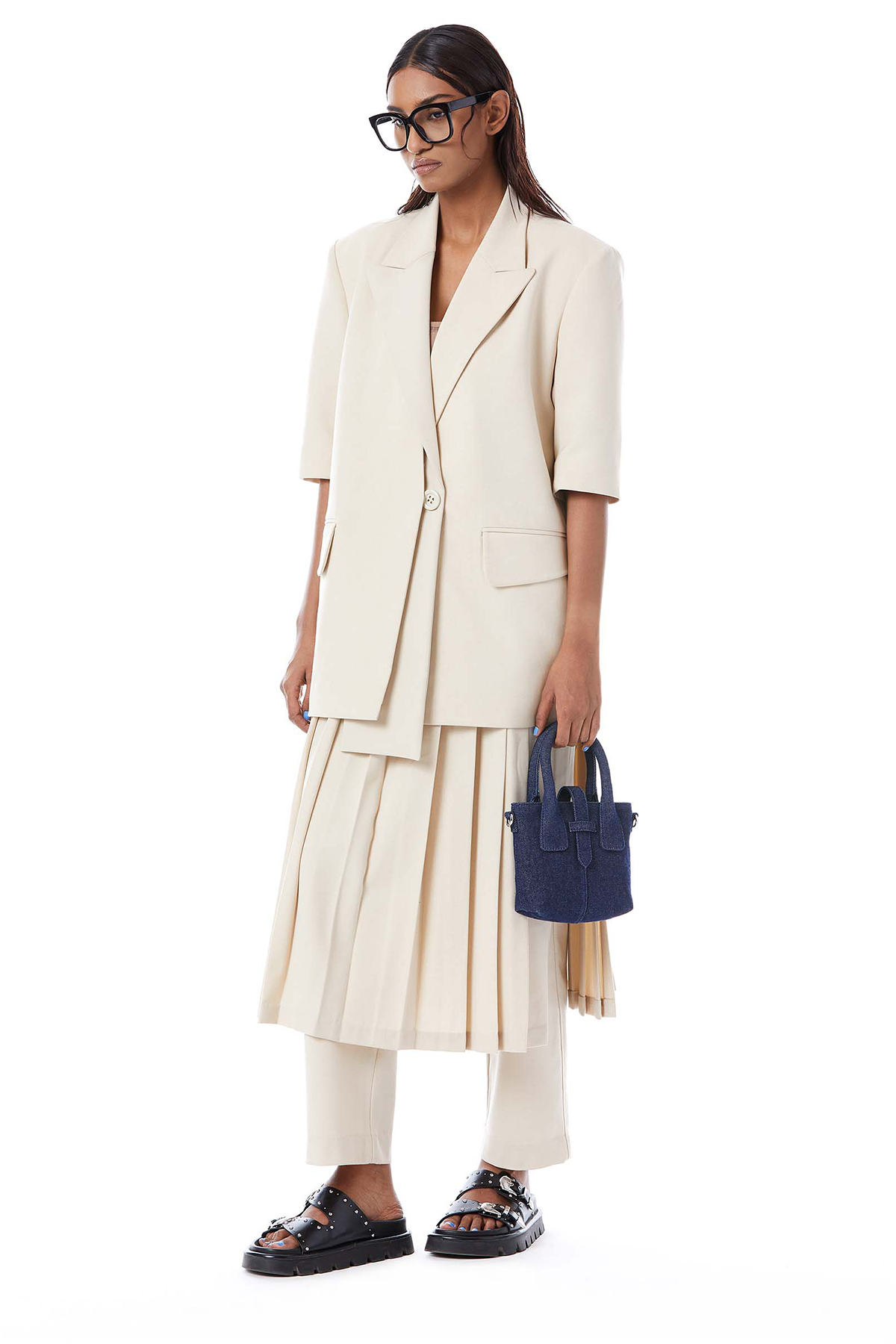 SHORT SLEEVES MIX MEDIA BLAZER