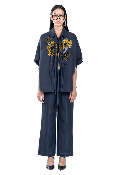 FLORA HAND EMBROIDERED TIE-UP CO-ORD SET