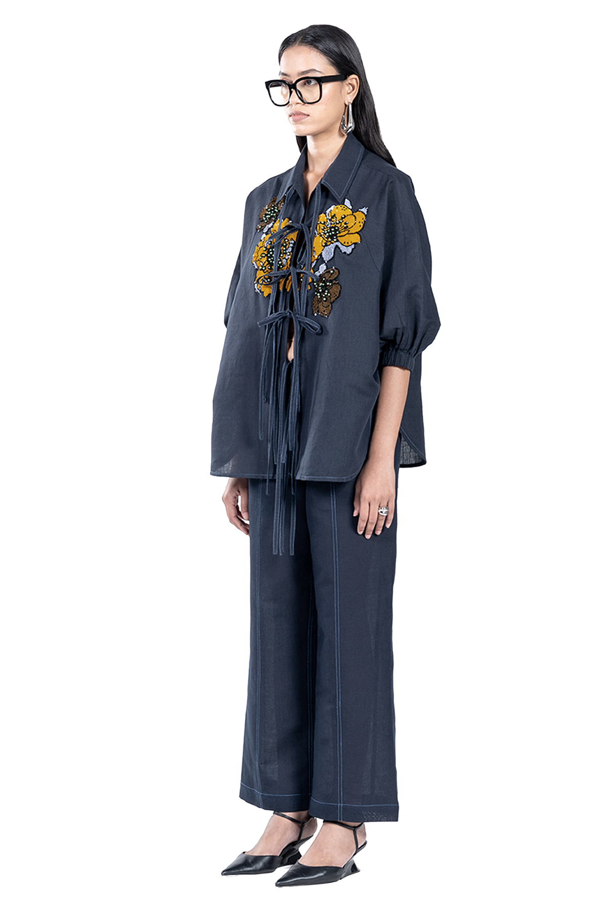 FLORA HAND EMBROIDERED TIE-UP CO-ORD SET
