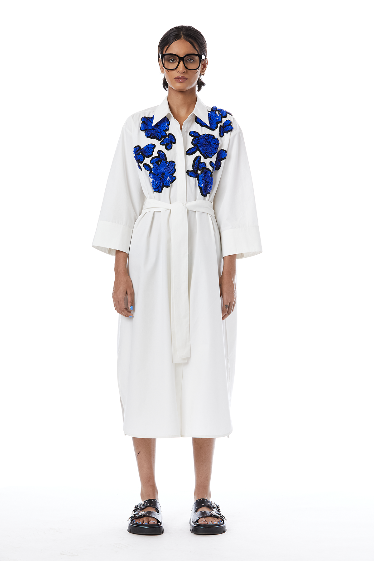 HAND EMBROIDERED DOODLE SHIRT DRESS