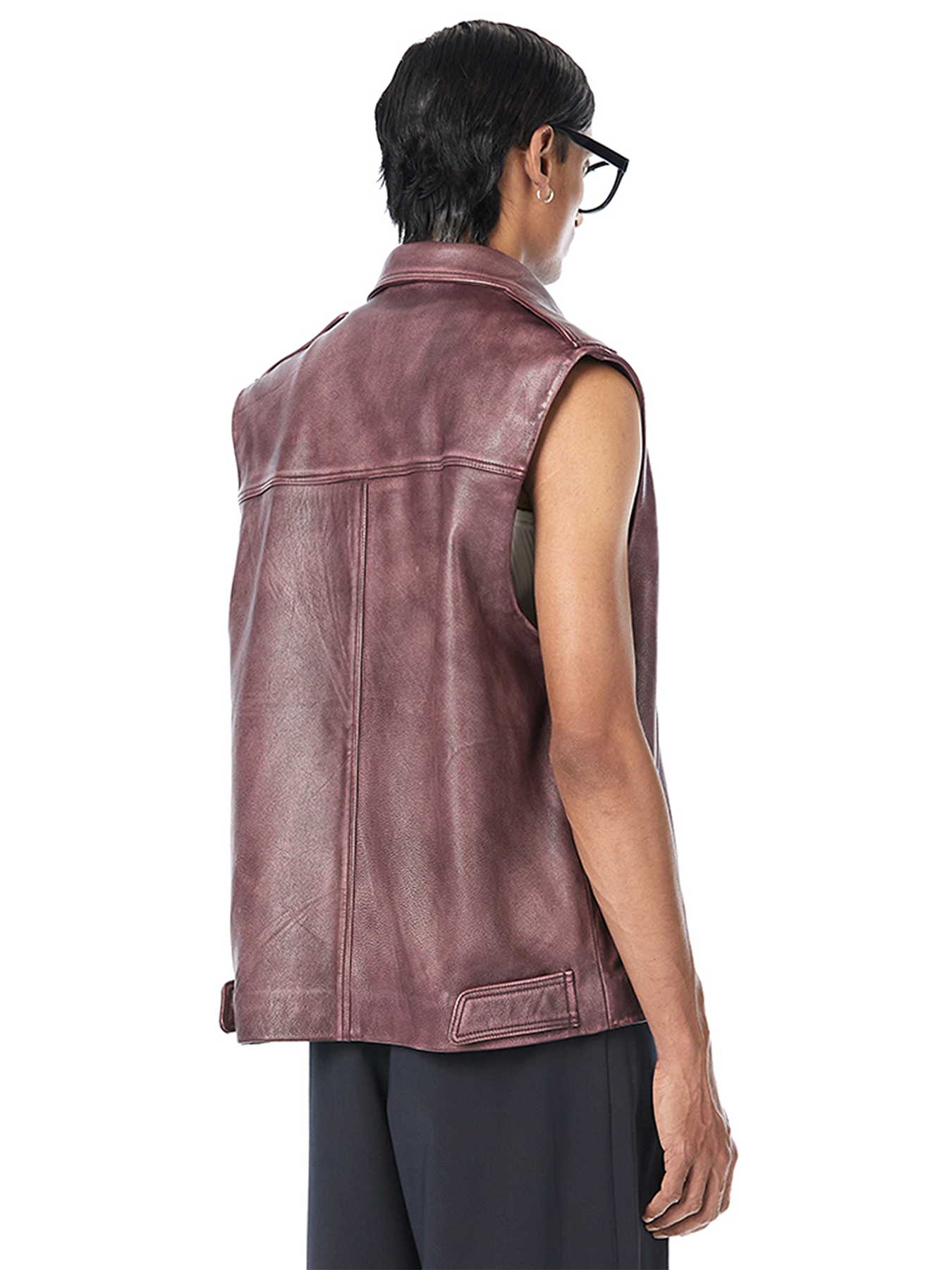 Distressed Leather Flap Vest