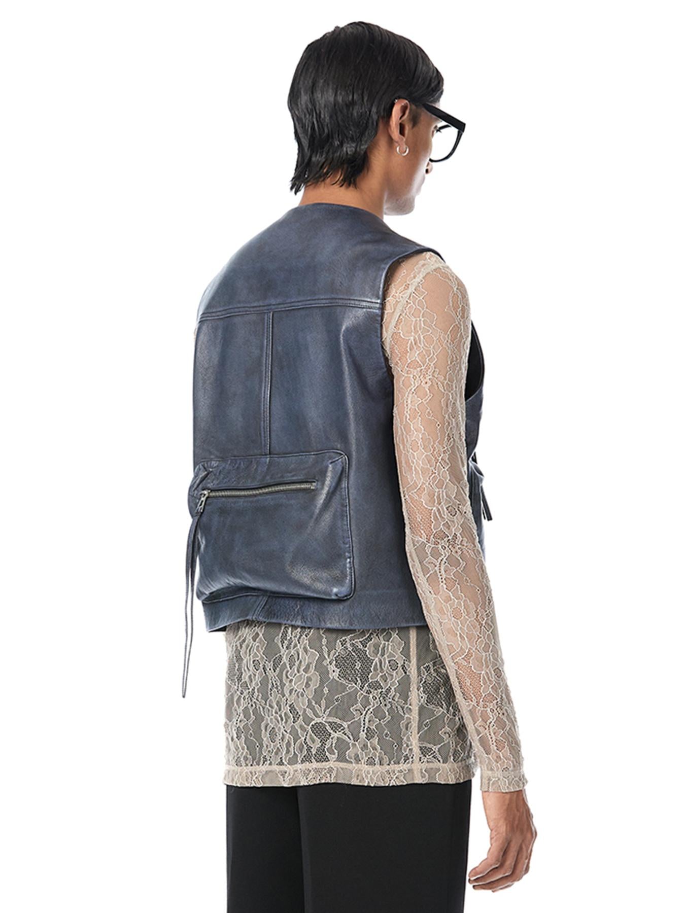 Distressed Leather Cargo Vest