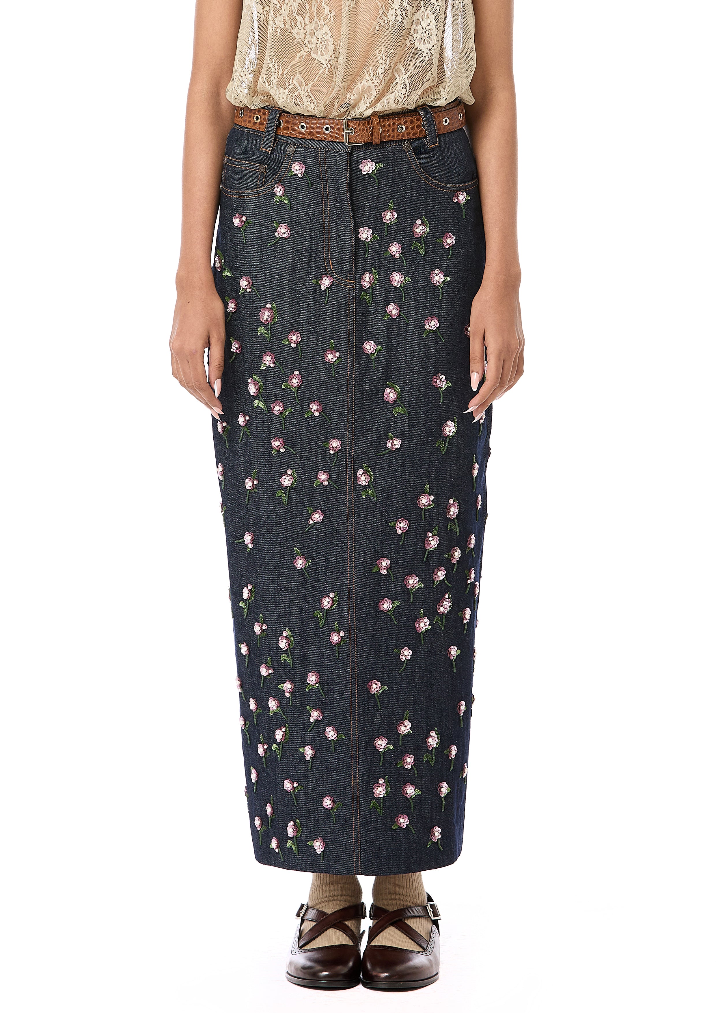 Handcrafted Denim Maxi Skirt