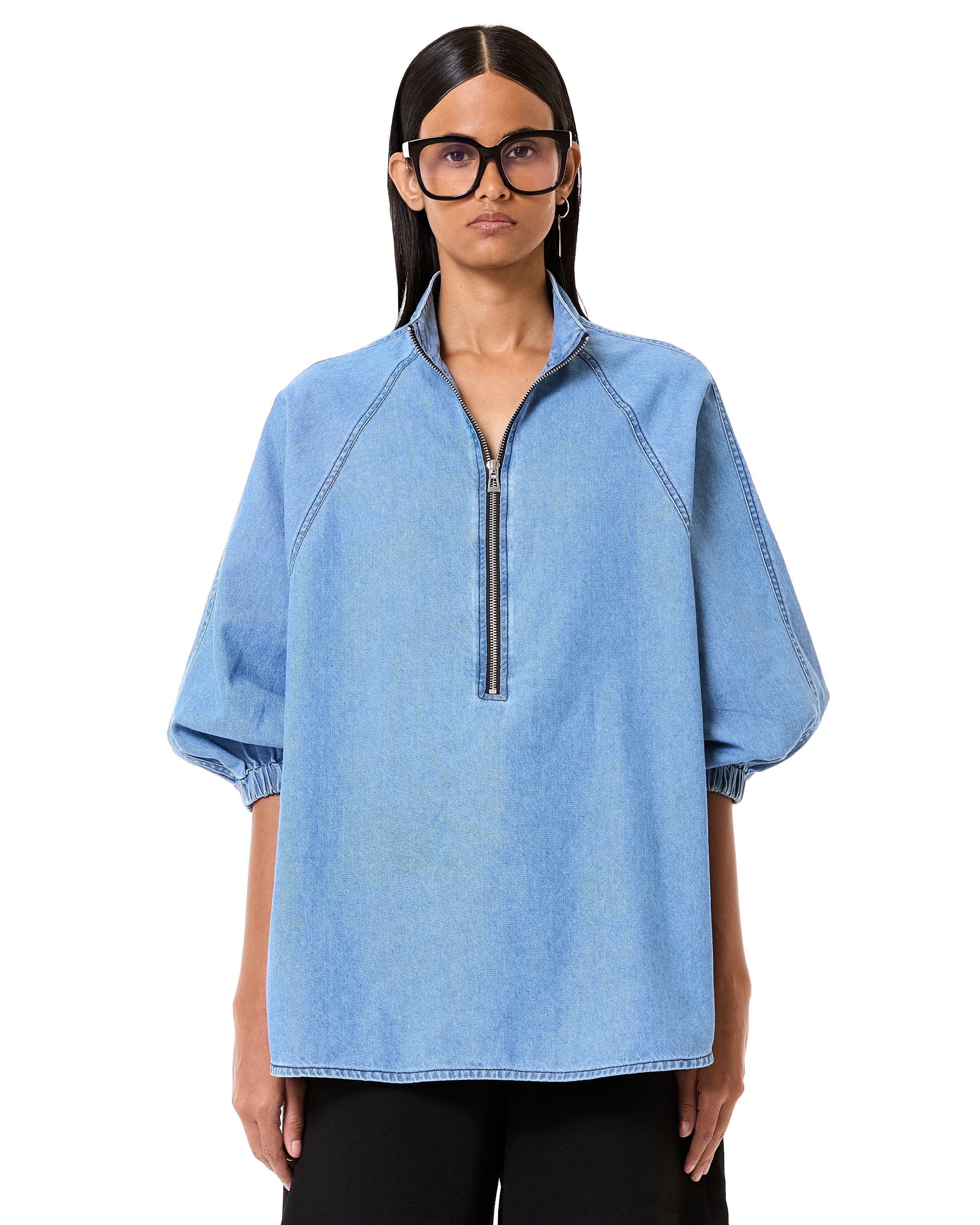 Oversized Polo Zip-up Shirt