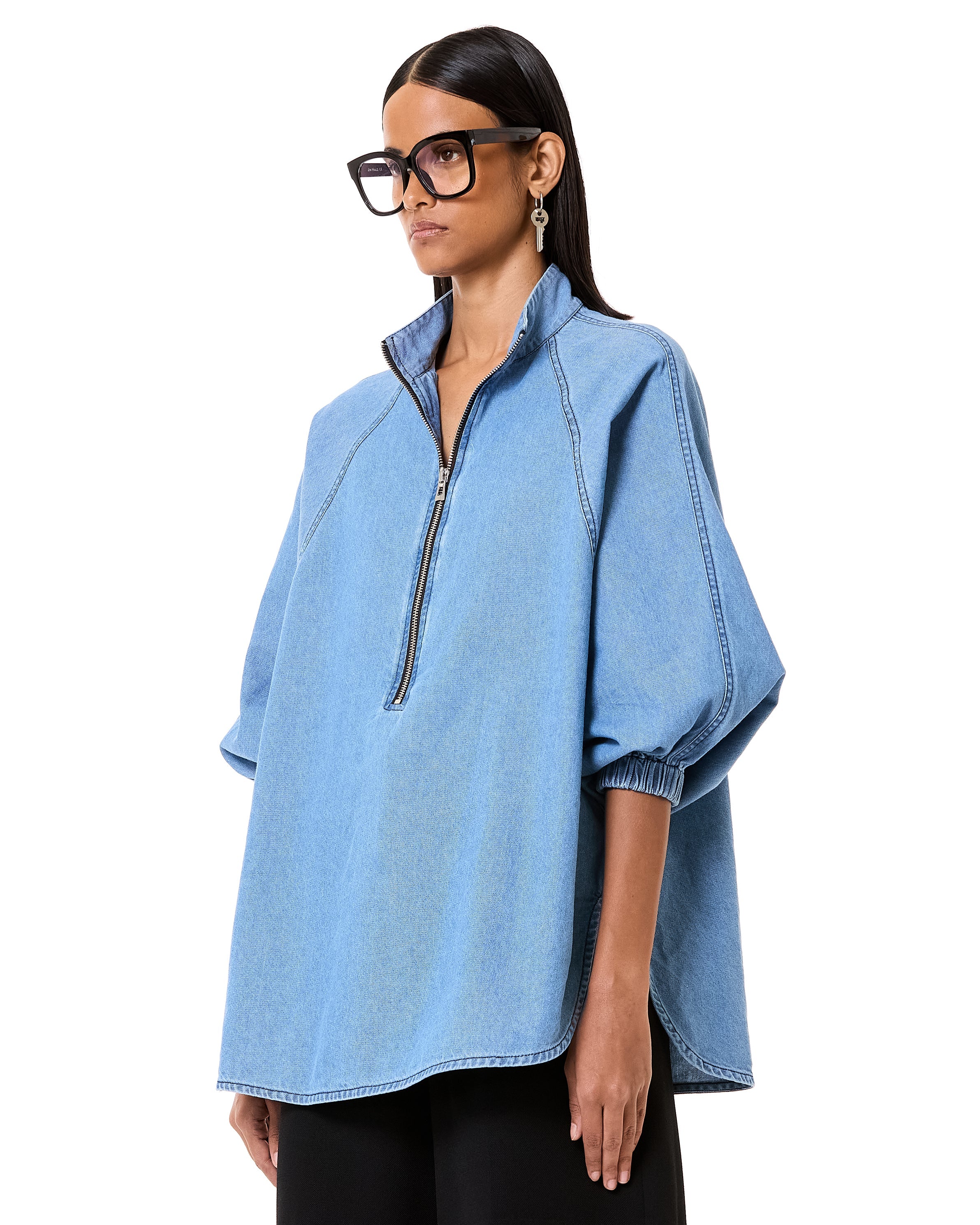 Oversized Polo Zip-up Shirt