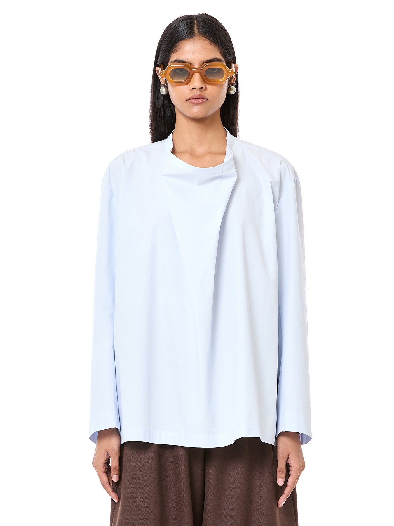 Mandarin Collar Draped Shirt