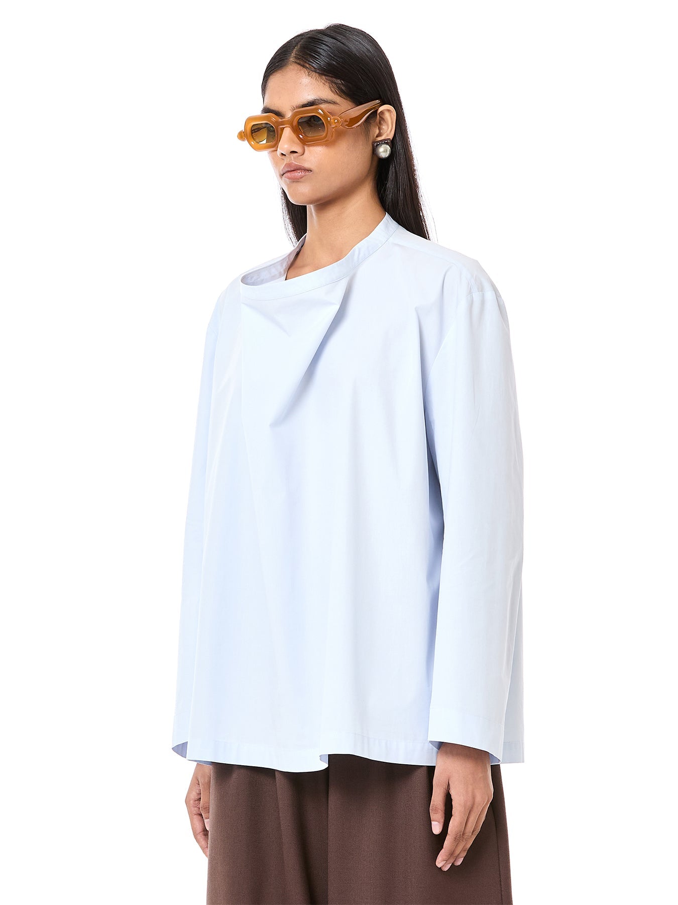 Mandarin Collar Draped Shirt