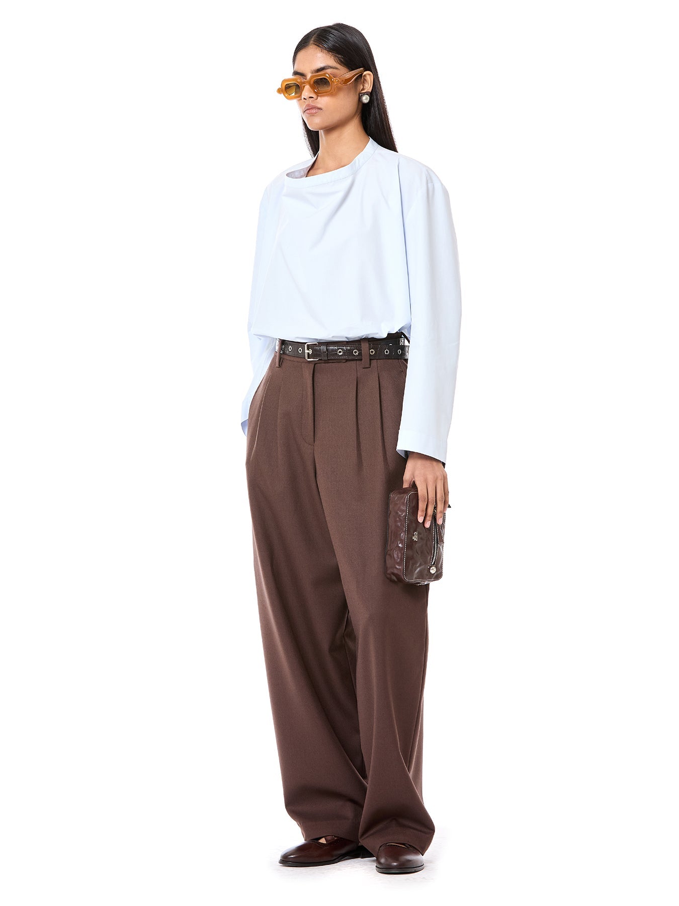 Mandarin Collar Draped Shirt