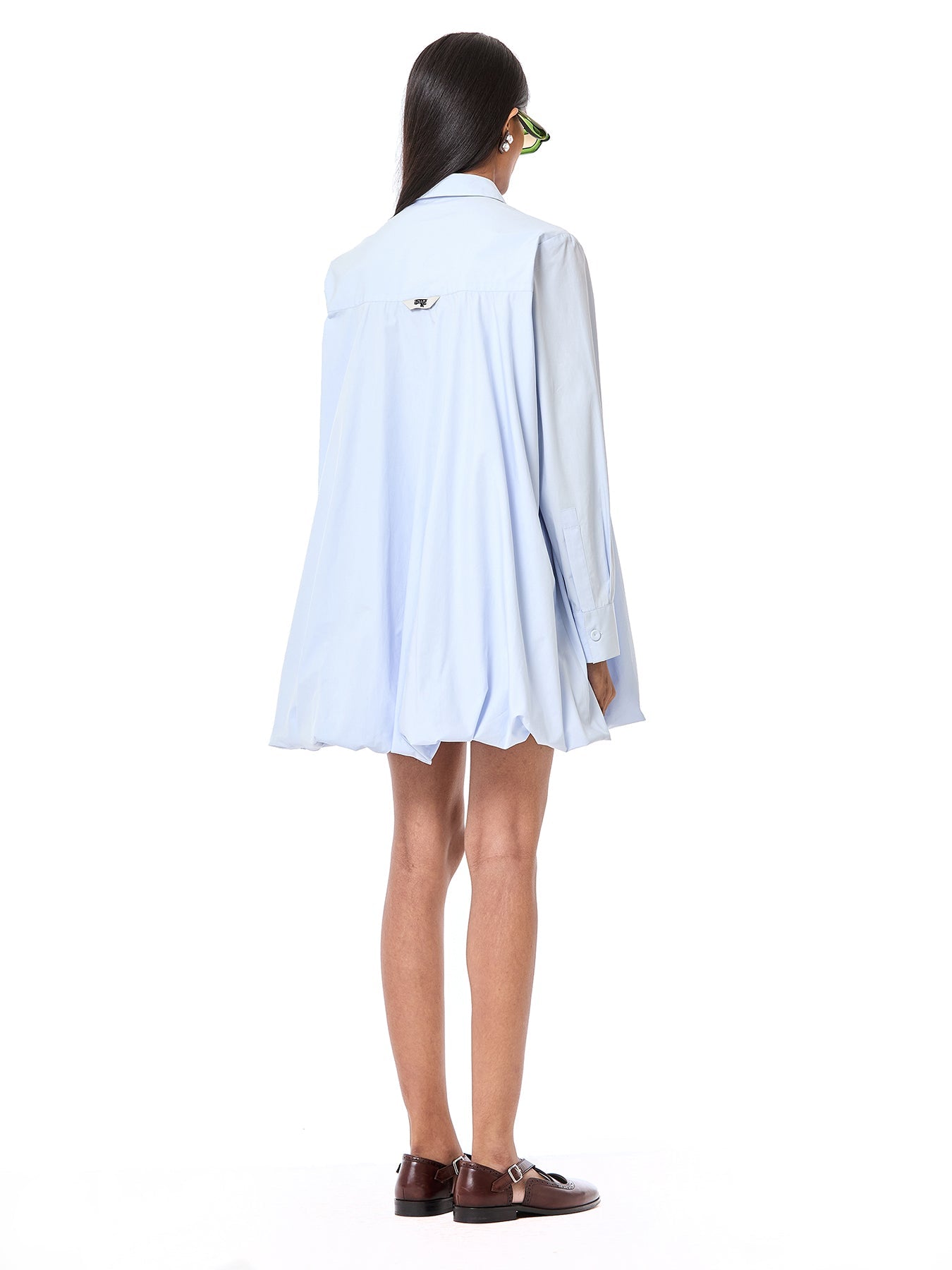 Balloon-Hem Shirt Dress