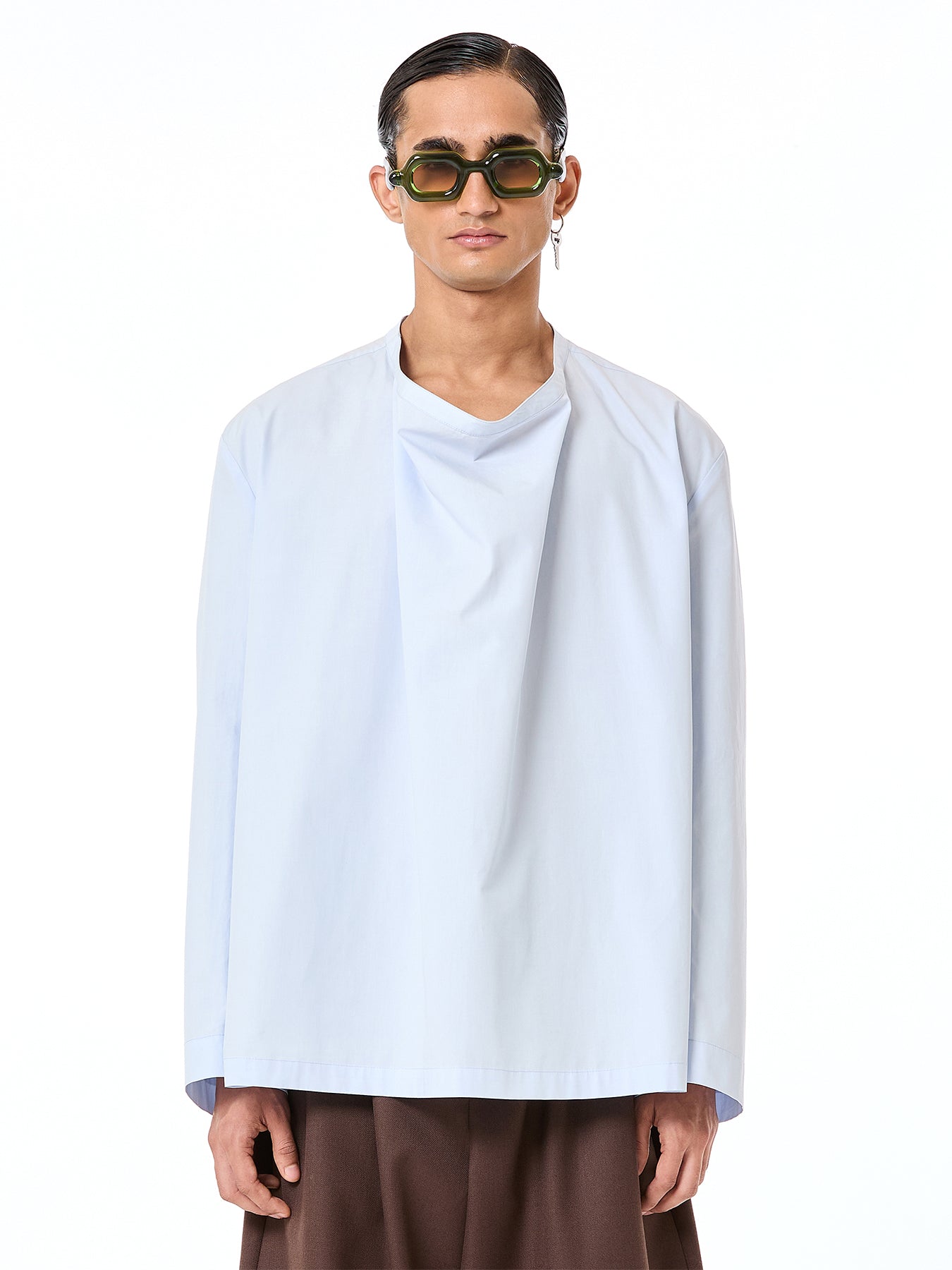 Mandarin Collar Draped Shirt