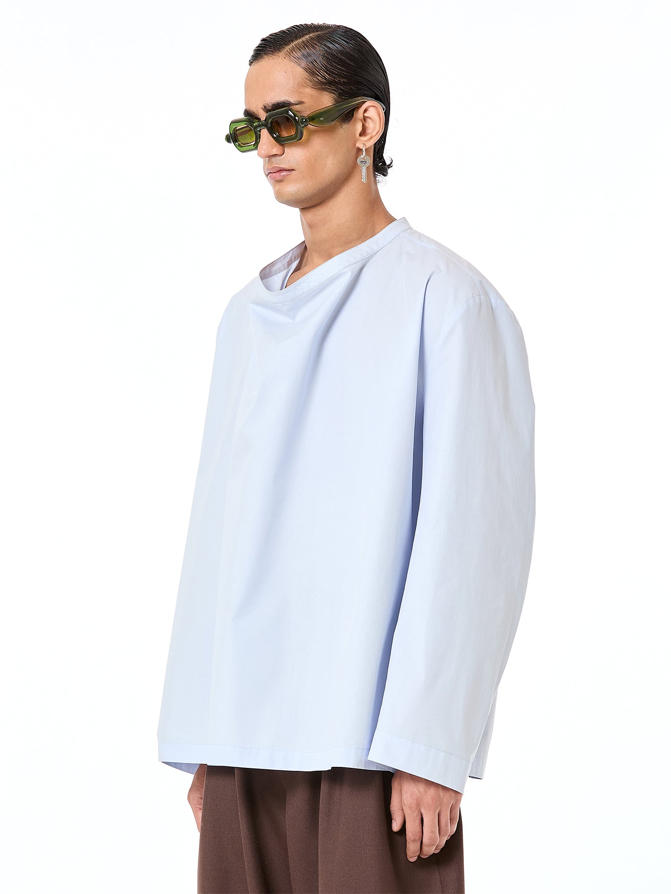 Mandarin Collar Draped Shirt