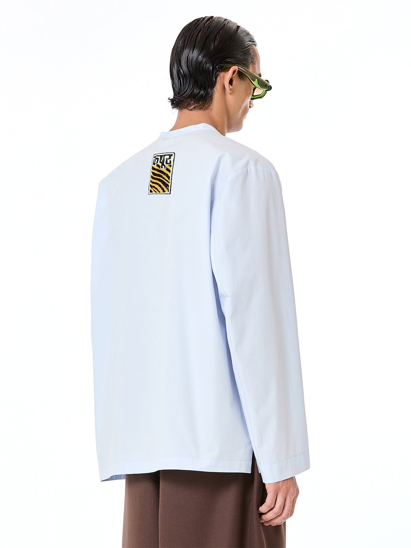Mandarin Collar Draped Shirt