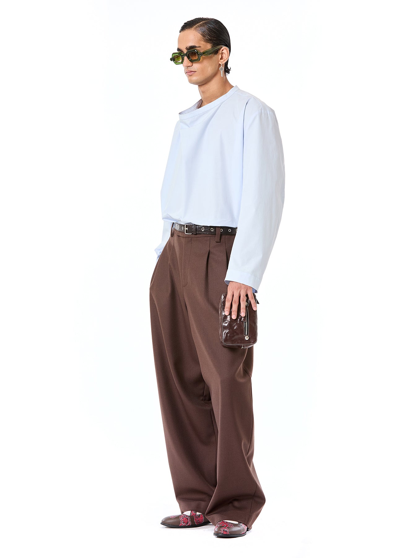 Mandarin Collar Draped Shirt