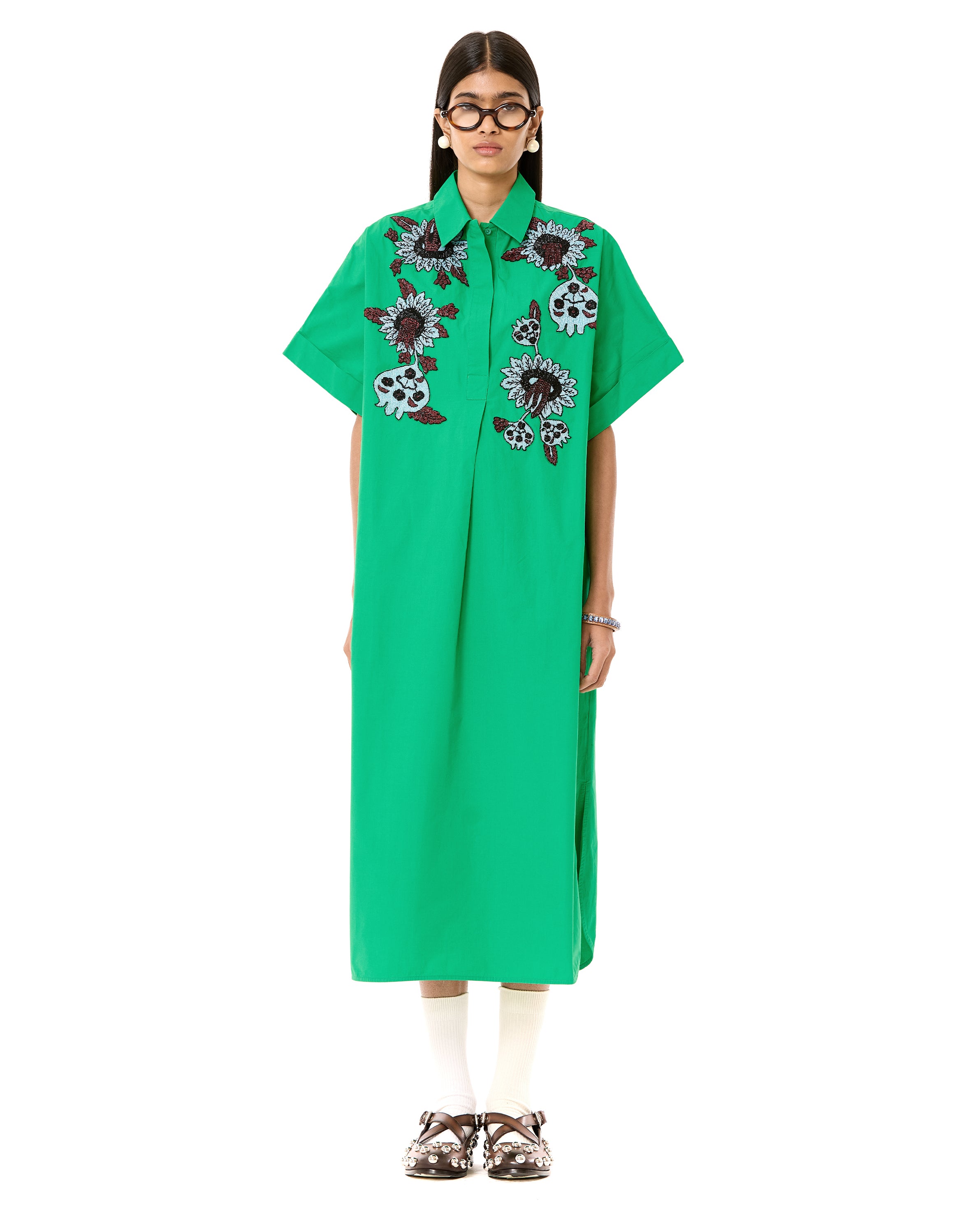 Half Polo Batwing Shirt Dress