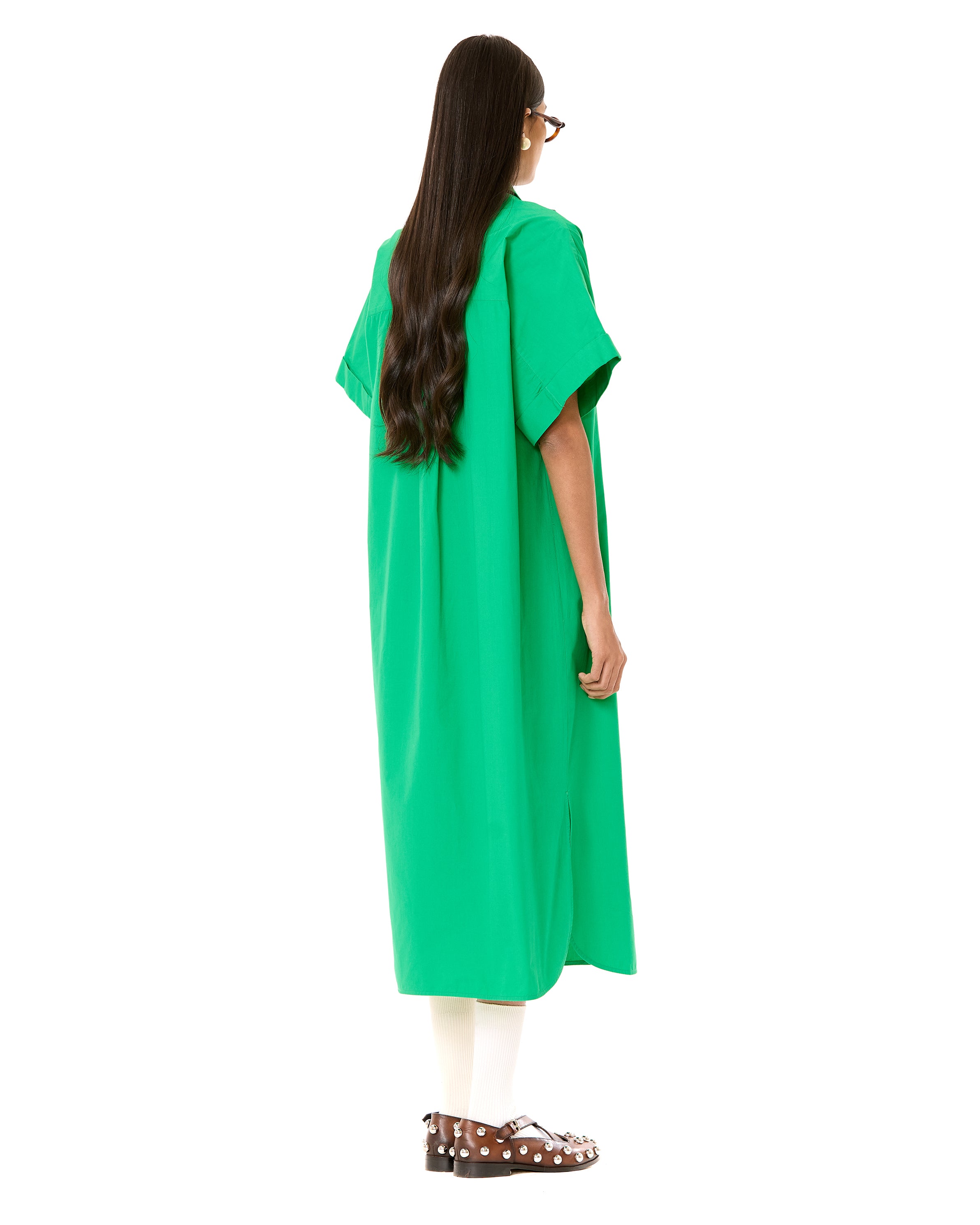 Half Polo Batwing Shirt Dress