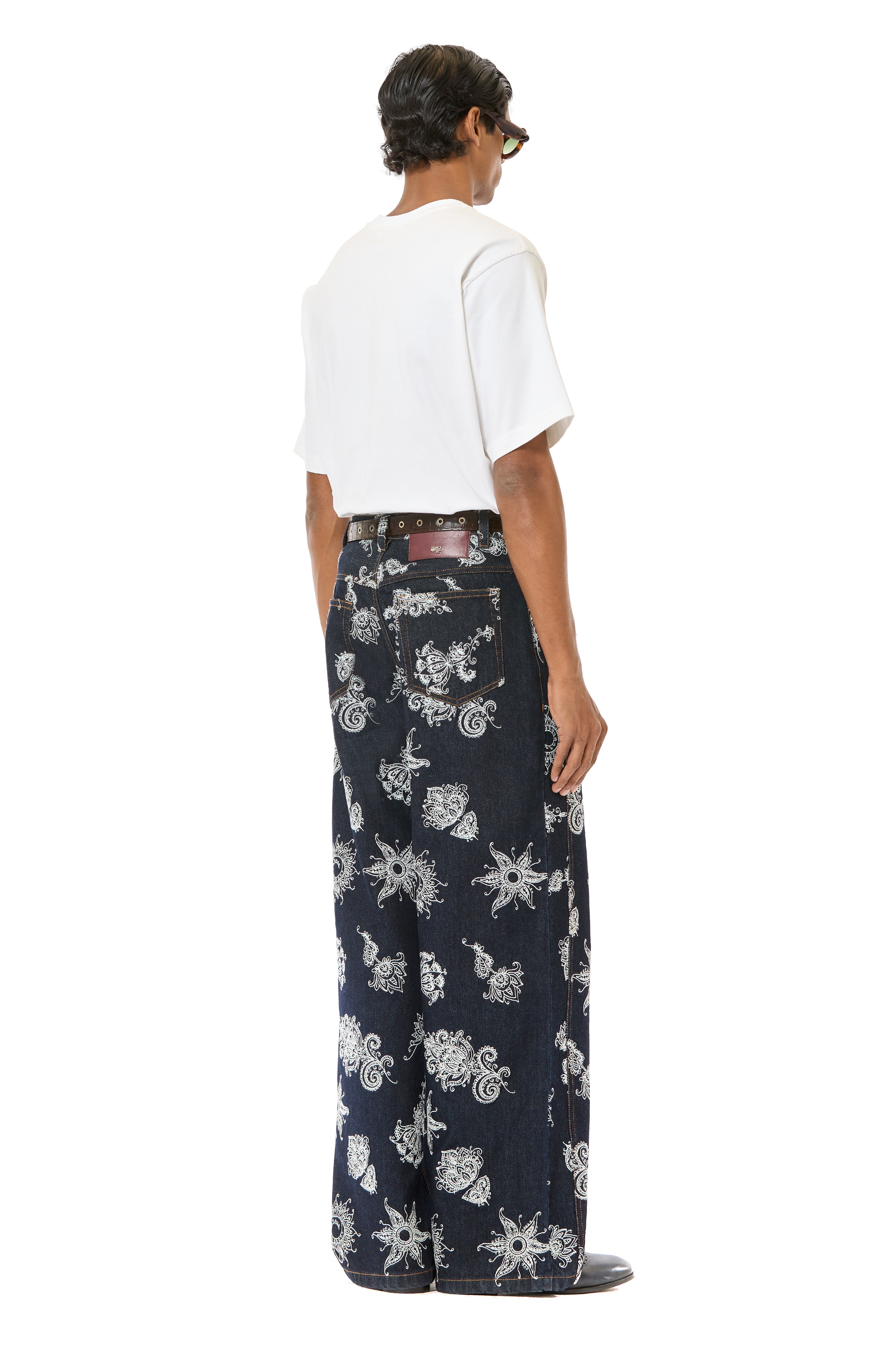 Embroidered Wide Leg Jeans