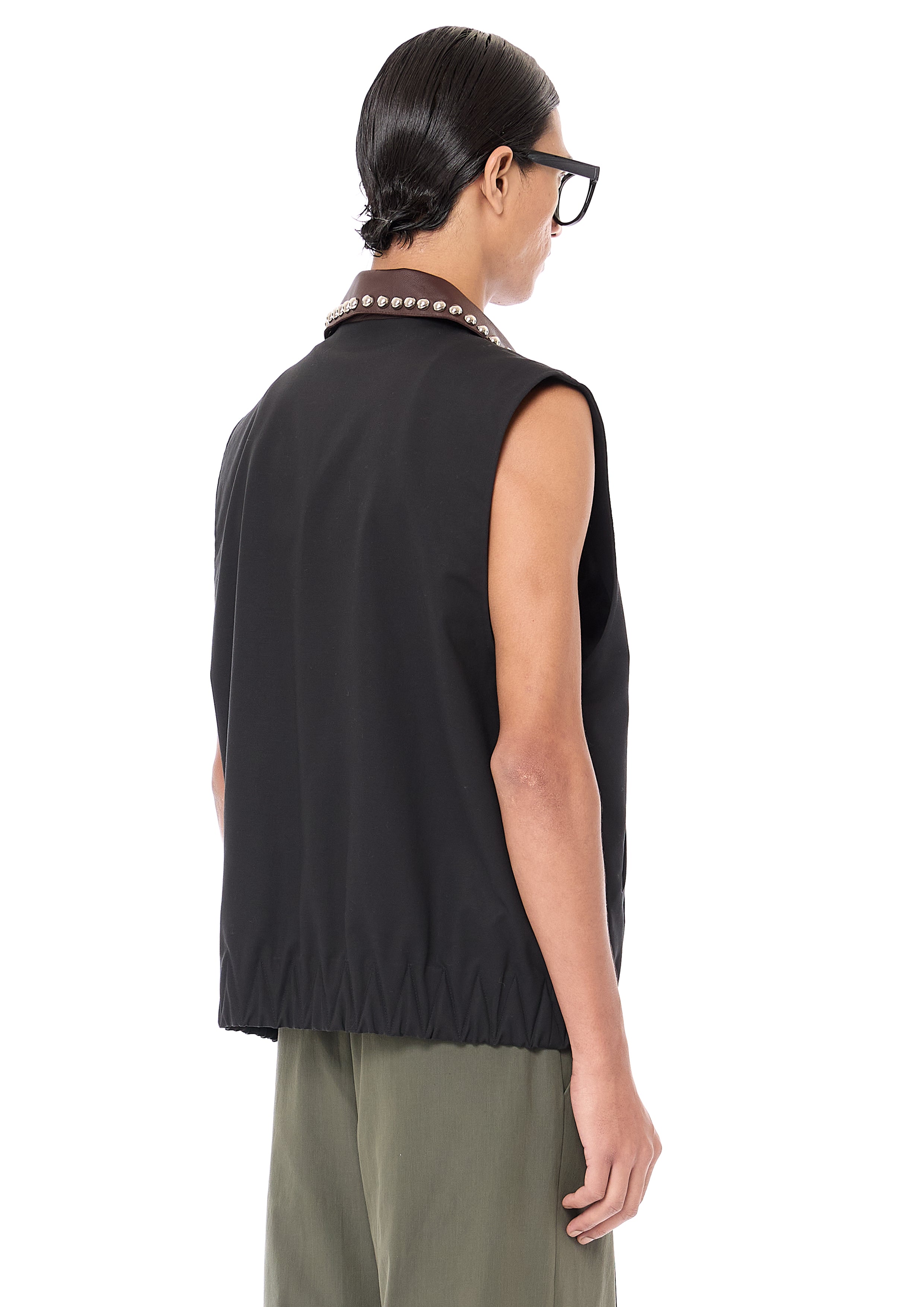 Mix Media Sleeveless Bomber