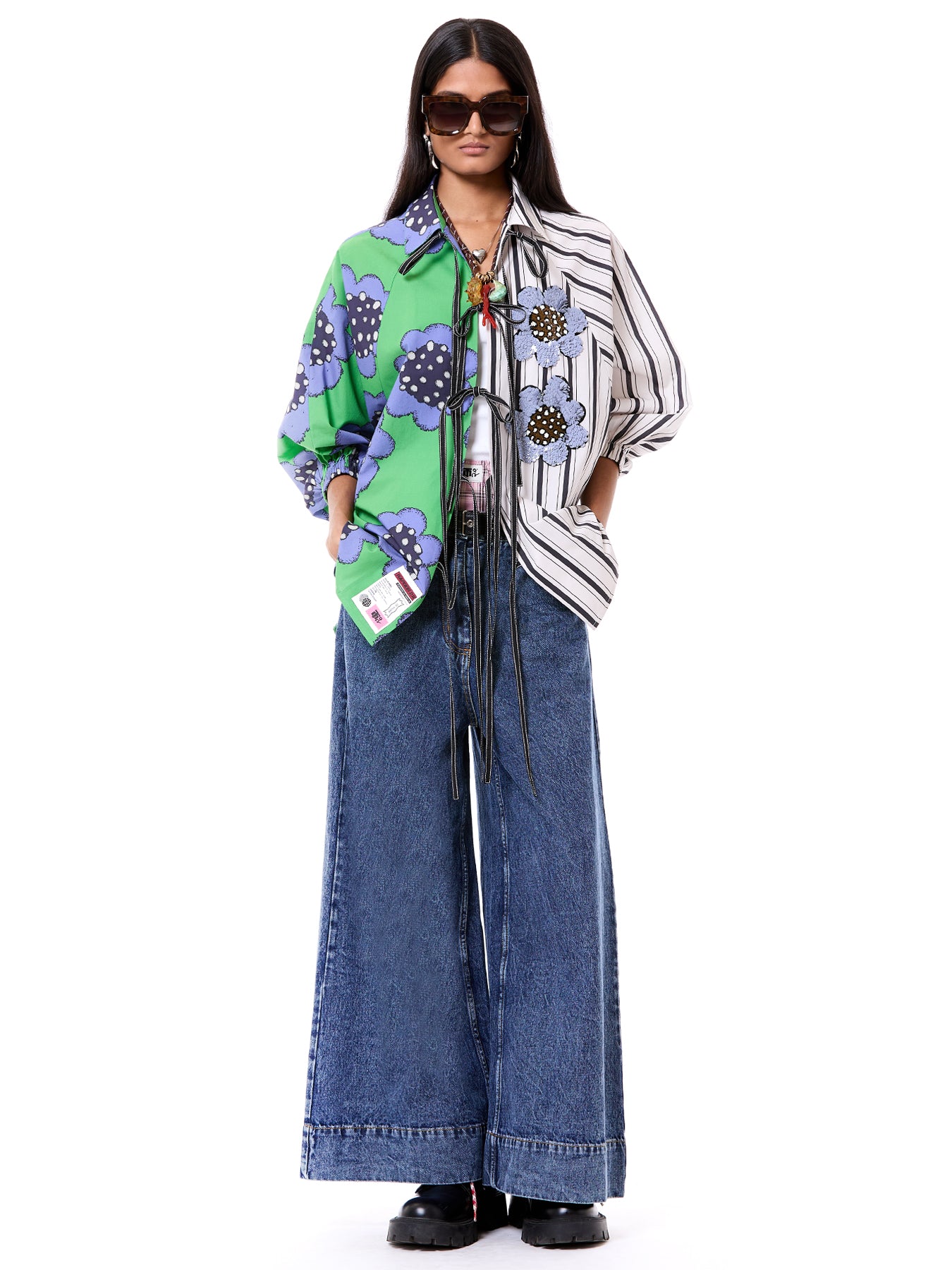 Embroidered Wing Tie-up Shirt