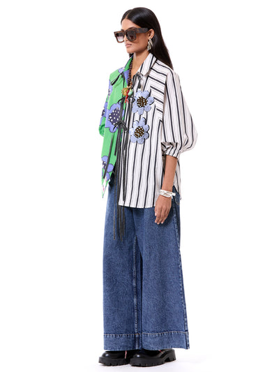Embroidered Wing Tie-up Shirt