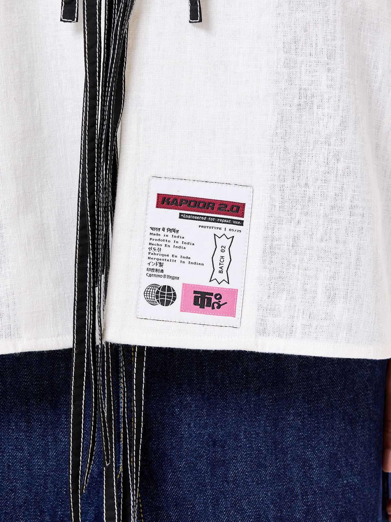 Embroidered Wing Tie-up Shirt