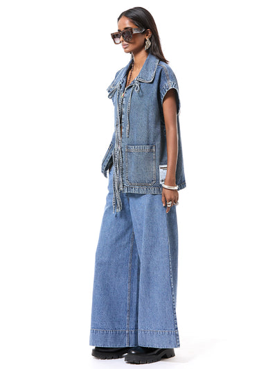 Distressed Tie-up Vest