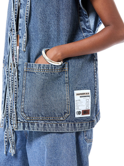 Distressed Tie-up Vest