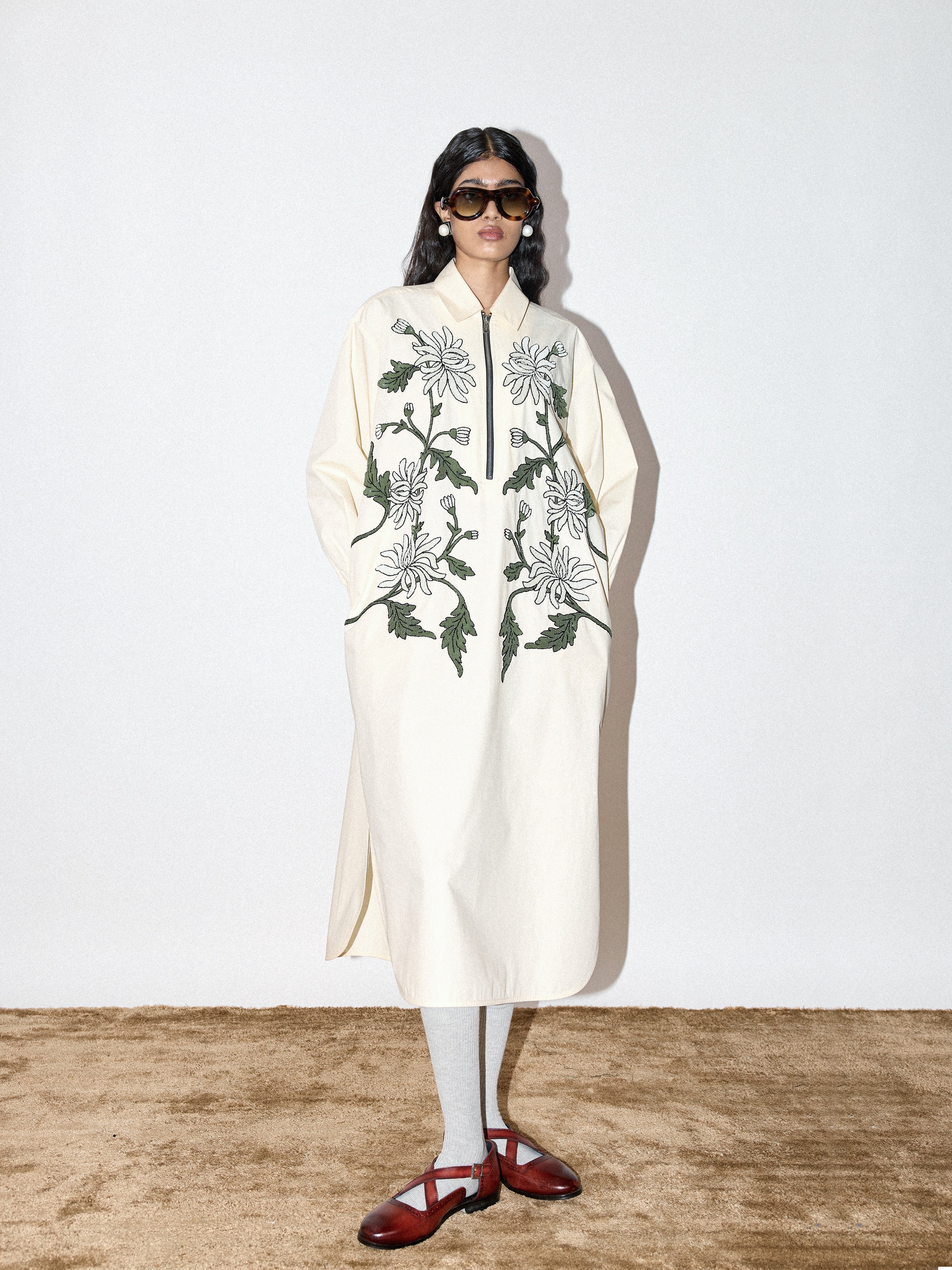 Handcrafted Zip-up Shirt Dress