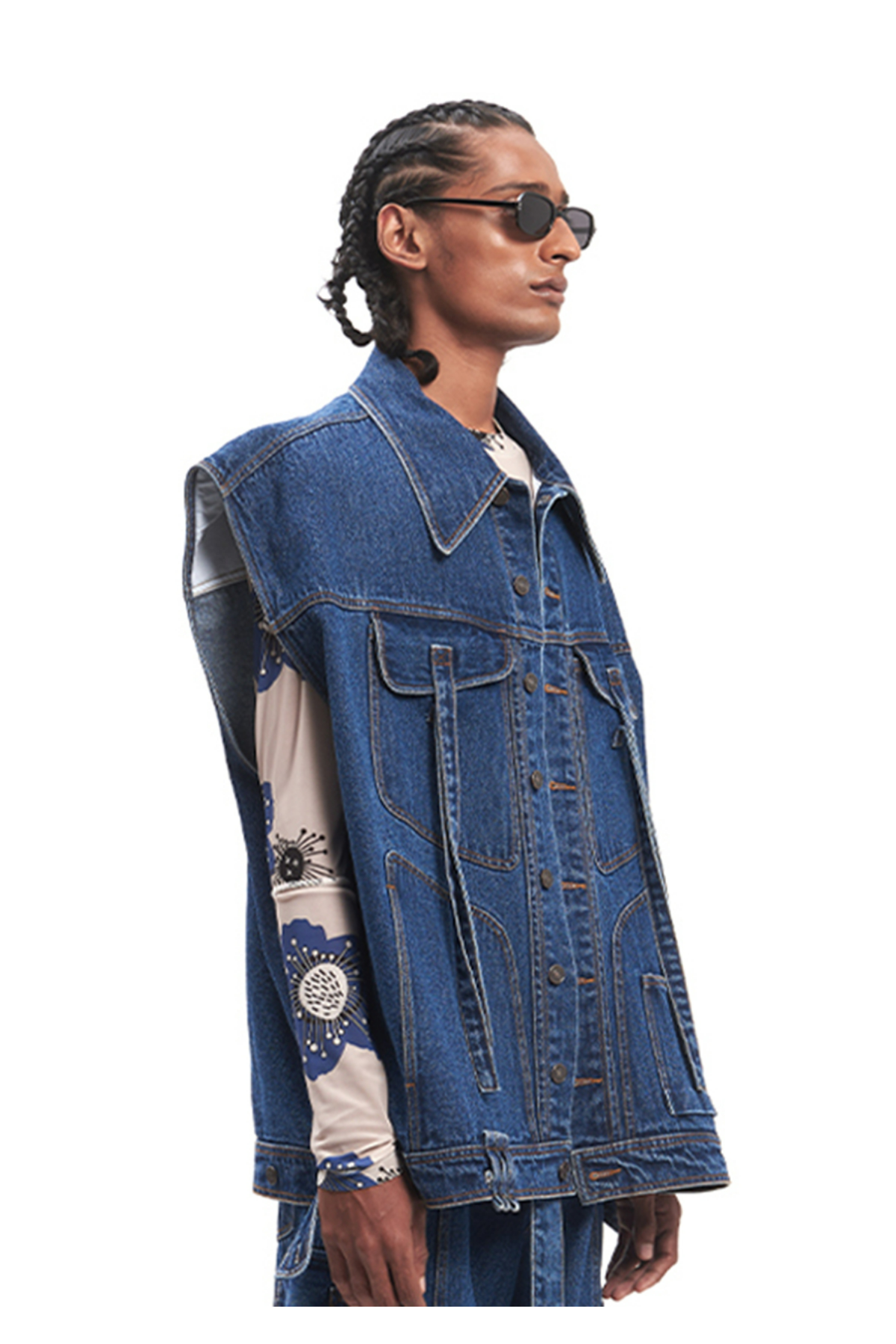 SLEEVELESS MAXI DENIM JACKET
