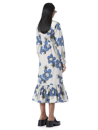 HANDCRAFTED MACRO FLORAL BELTED DRESS