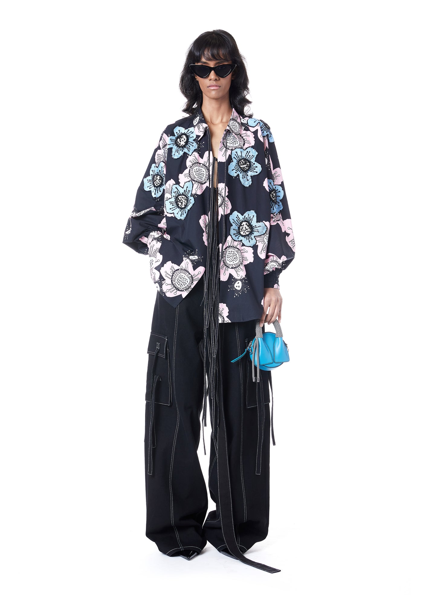 HANDCRAFTED MACRO FLORAL TIE-UP SHIRT