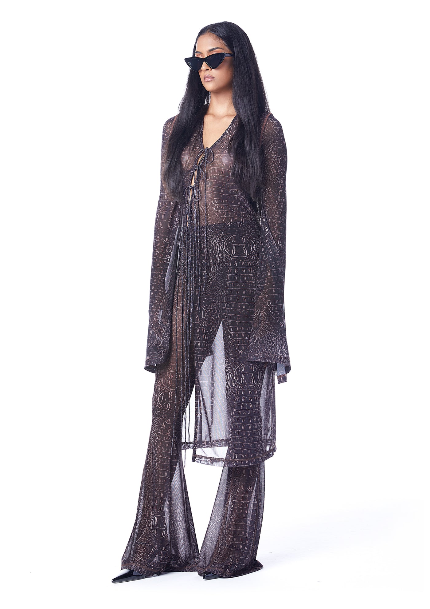 TIE UP MESH COVER DRESS