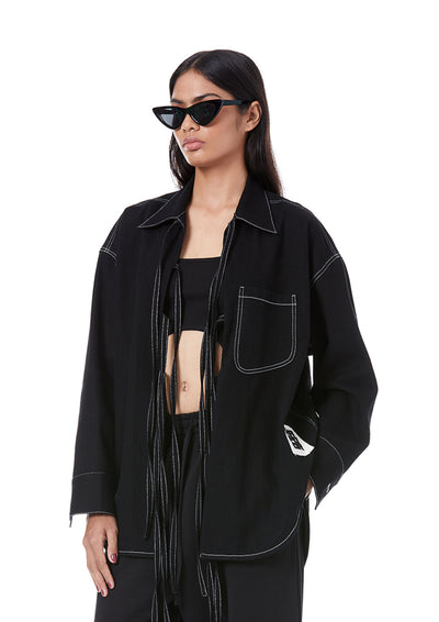 TIE UP DENIM SHACKET